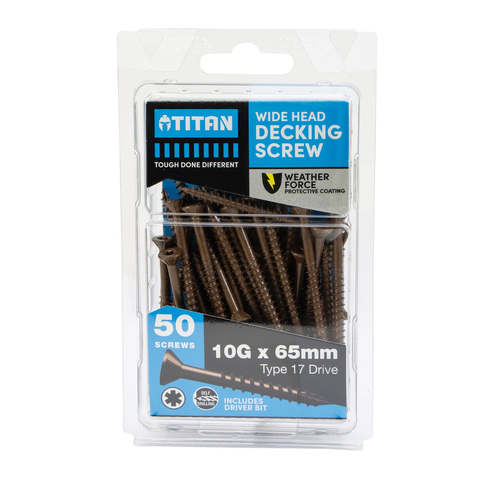 Titan Weather Force Wide Head Decking Screws 10G x 65mm - Pack of 50