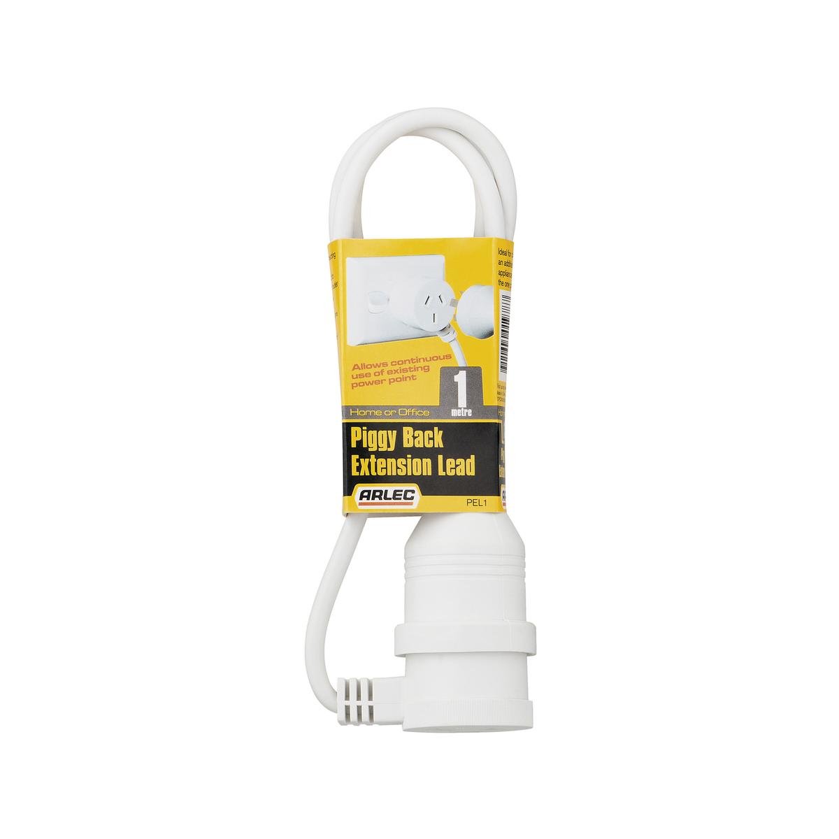 Arlec 1m White Piggyback Extension Lead 240V 10A PEL1