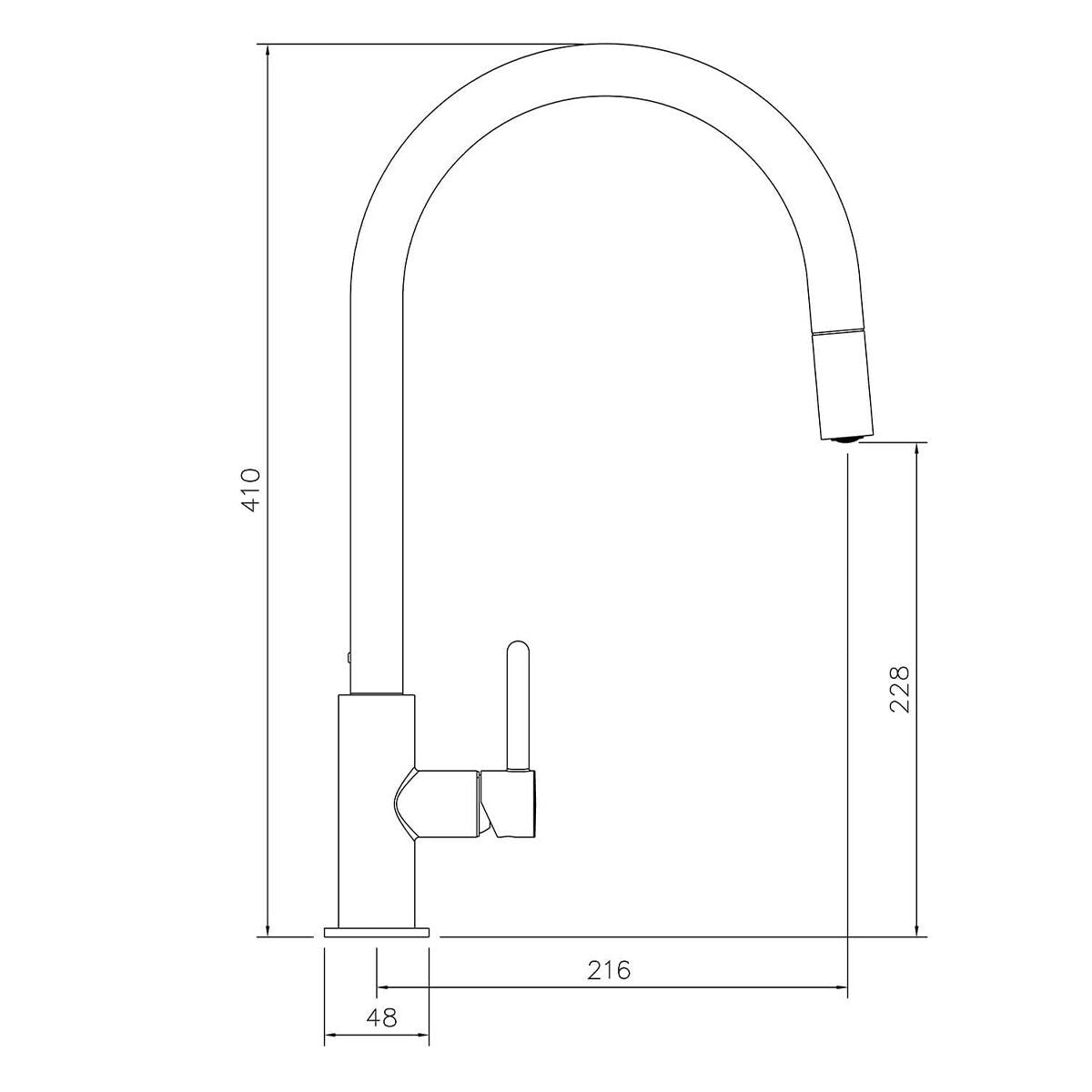 Turner Hastings Naples Pull Out Sink Mixer - Brushed Brass, Brass Body, Single Lever Handle - NA303PM-BB