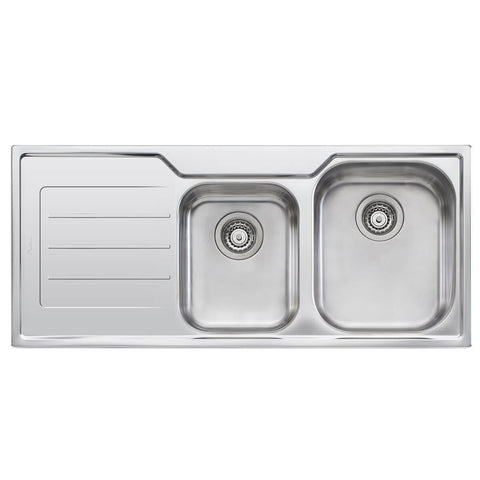 Oliveri Flinders 1 and 3/4 Bowl Topmount Sink - Left Hand Drainer, No Taphole - FL112-NTH