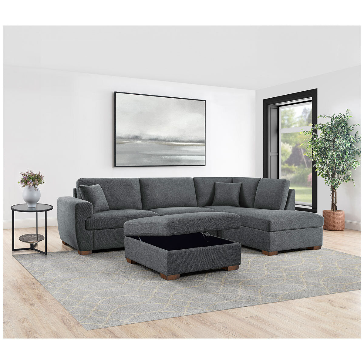 Thomasville Fabric Sectional With Storage Ottoman 3 Piece - SuperSaverAU - view 10