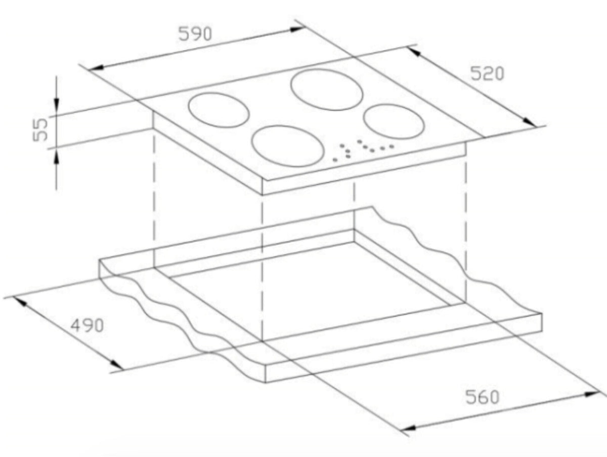 The Britex Group Trinity 60cm Ceramic Touch Control Cooktop - 3 Zones, Boost, 99-Minute Timer - TRC603