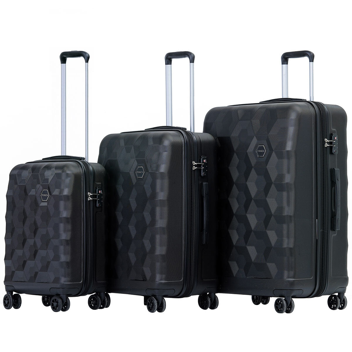 Tosca Bahamas Luggage 3 Piece Set Black - Lightweight ABS, TSA Lock, Spinner Wheels - SuperSaverAU - view 2