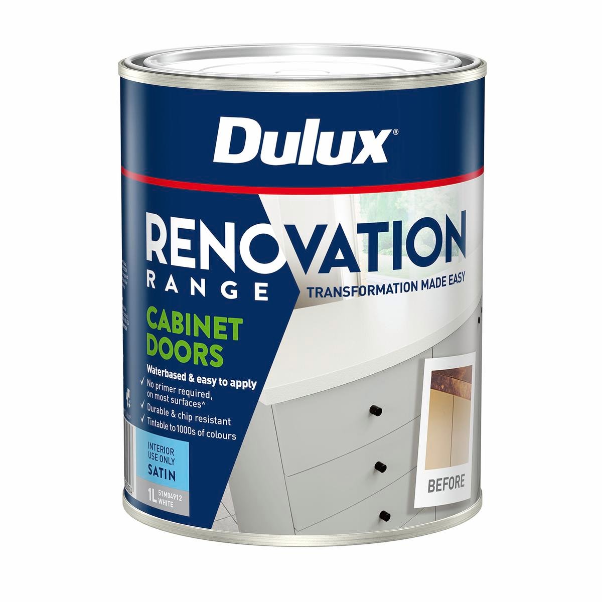 Dulux Renovation Range Cabinet Doors 1L White Satin Tintable