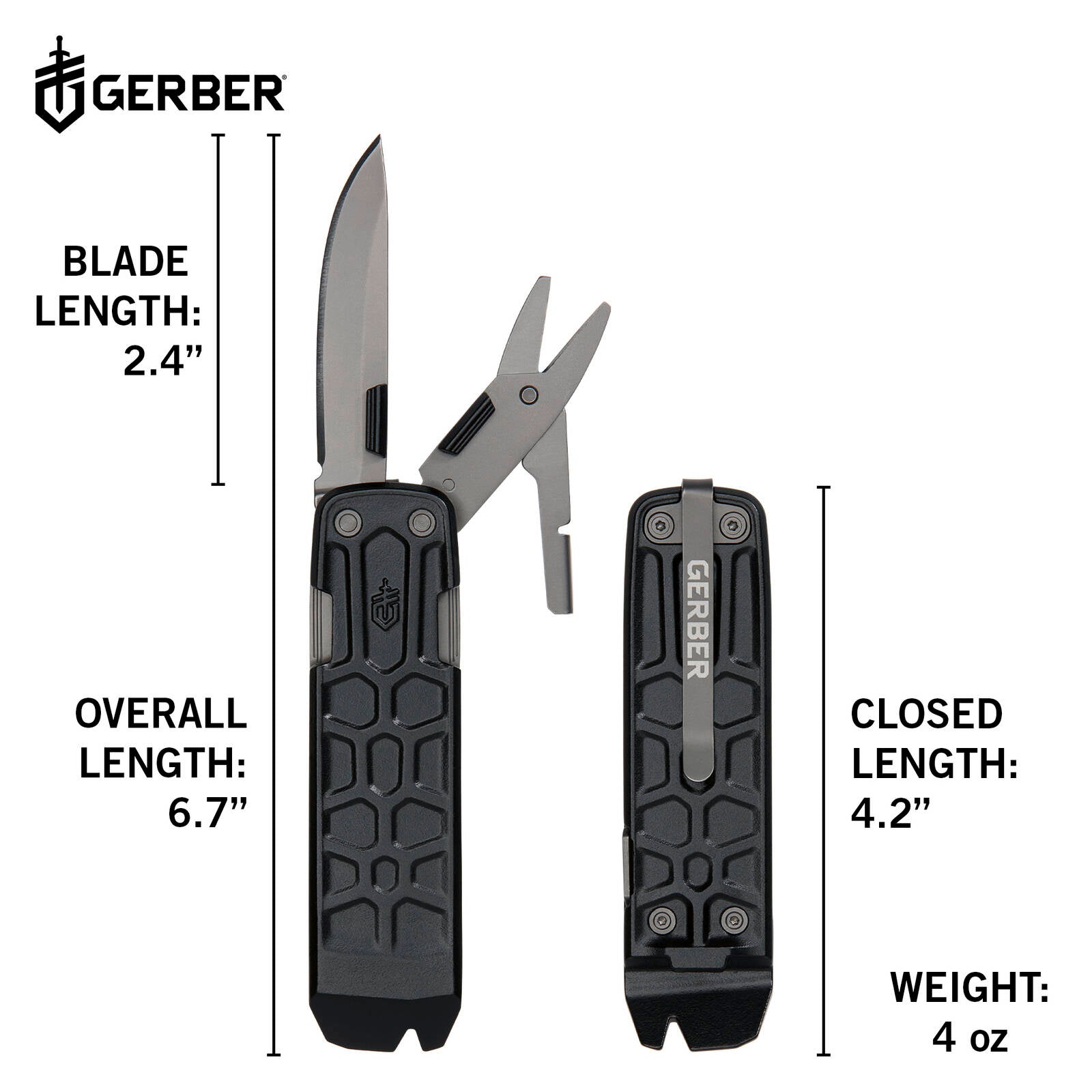 Gerber Lockdown Slim Pry 7-in-1 Multi Tool with Knife, Scissors & Drivers
