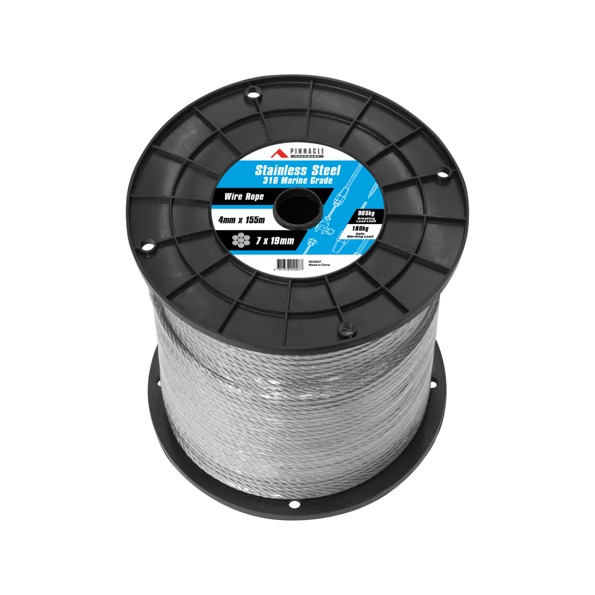 Pinnacle 4mm x 155m 316 Marine Grade Stainless Steel Wire Rope
