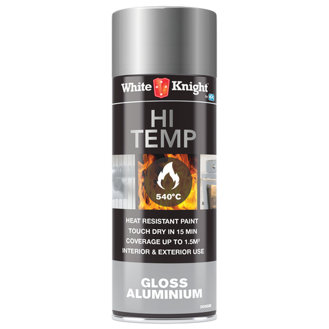 White Knight 300g Aluminium Gloss Hi Temp Spray Paint - Indoor/Outdoor