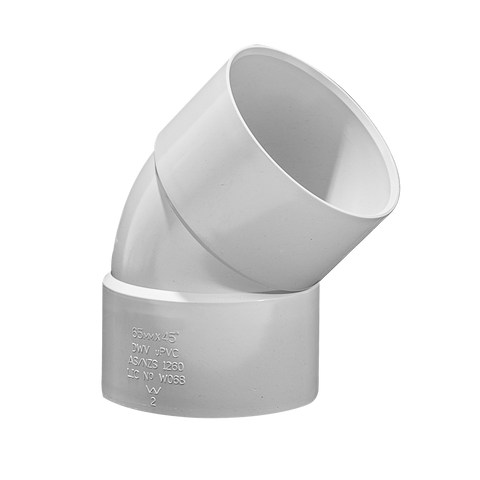 Holman 65mm 45 Degree Female PVC DWV Bend, Underground Rated