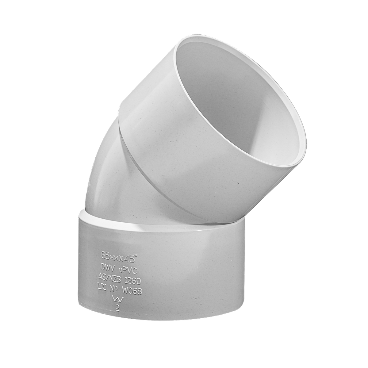 Holman 65mm 45 Degree Female PVC DWV Bend, Underground Rated