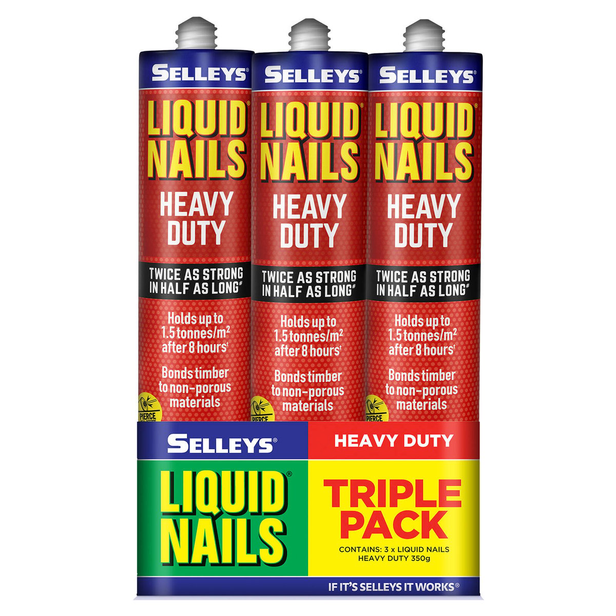 Selleys 350g Heavy Duty Construction Adhesive, Solvent Based, Light Tan, 3 Pack