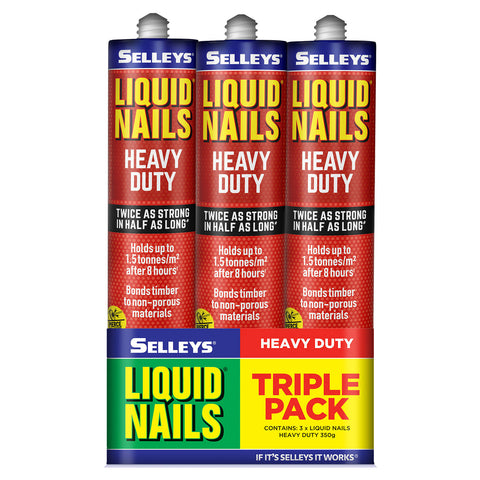 Selleys 350g Heavy Duty Construction Adhesive, Solvent Based, Light Tan, 3 Pack