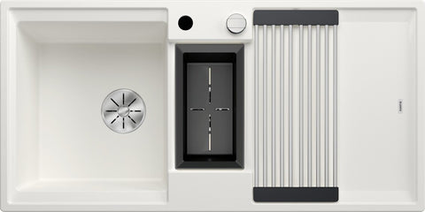 Blanco Adira 6S Silgranit sink with additional bowl and drainer - White, XL main bowl, Adira grid - 528136