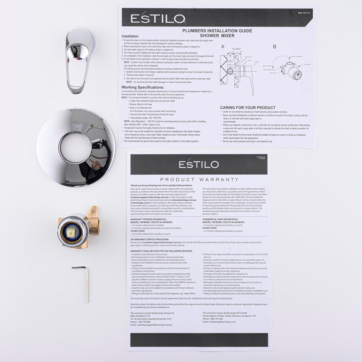 Estilo Chrome Shower Mixer - Brass - 30mm Cartridge - 115mm Backing Plate - Compact Design - SuperSaverAU - view 2