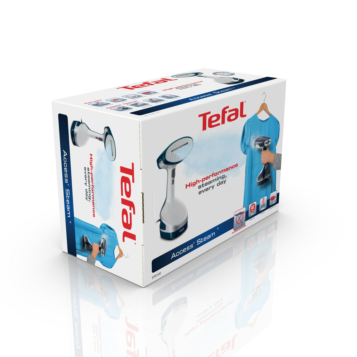 Tefal Access Steam+ Garment Steamer - 1600W, 40 Second Heat-Up, 200ml Removable Tank, Blue - DT8100