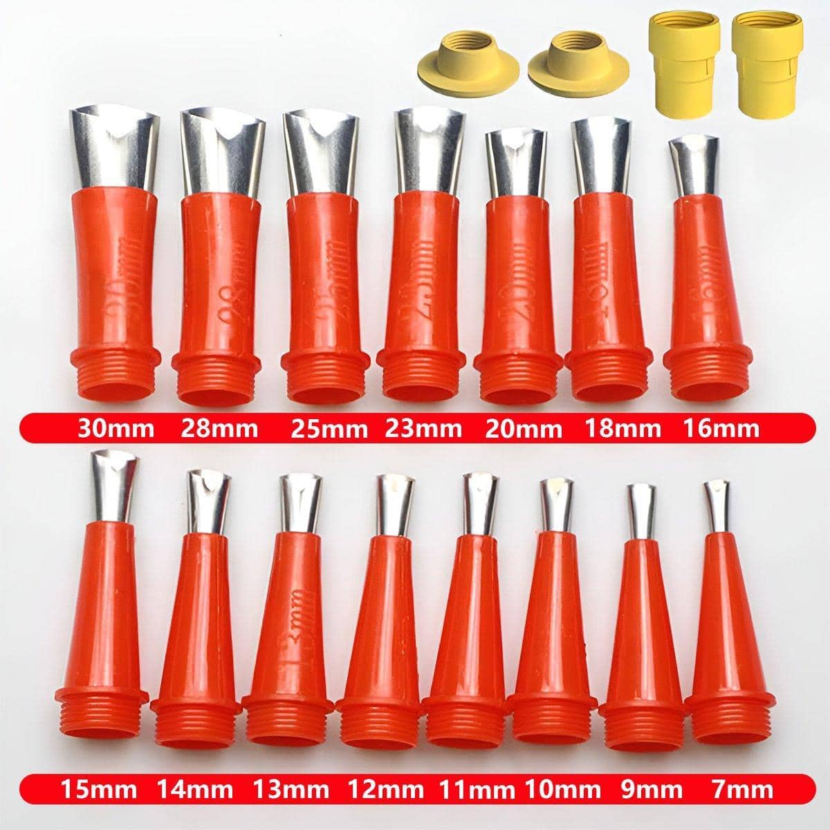 23 Piece V Shaped Stainless Steel Rubber Nozzle Caulking Tool Kit - Red and Yellow - view 4