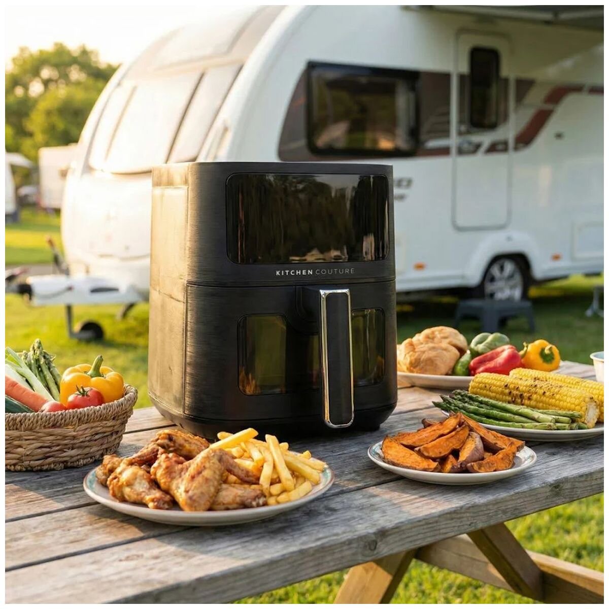 Kitchen Couture Clear View Colour Touch Air Fryer 4.5L - Black - 8 Presets, 1400W - 10005842