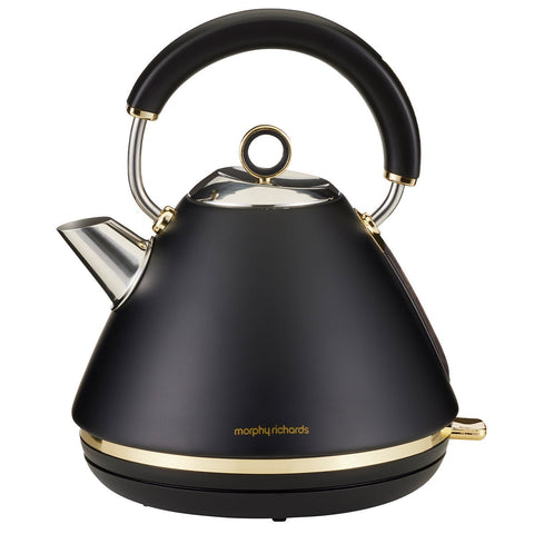 Morphy Richards Ascend Kettle 1.5L - Black with Soft Gold Accents, 2200W, Concealed Element - MRSGK15B
