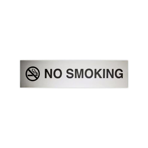 Sandleford Stainless Steel No Smoking Sign - 200 x 50mm - Durable - Self-Adhesive - SuperSaverAU - view 1