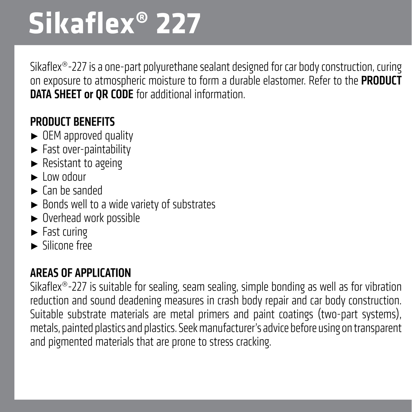 Sika Sikaflex 227 Auto & Construction Sealant 150ml, White Polyurethane