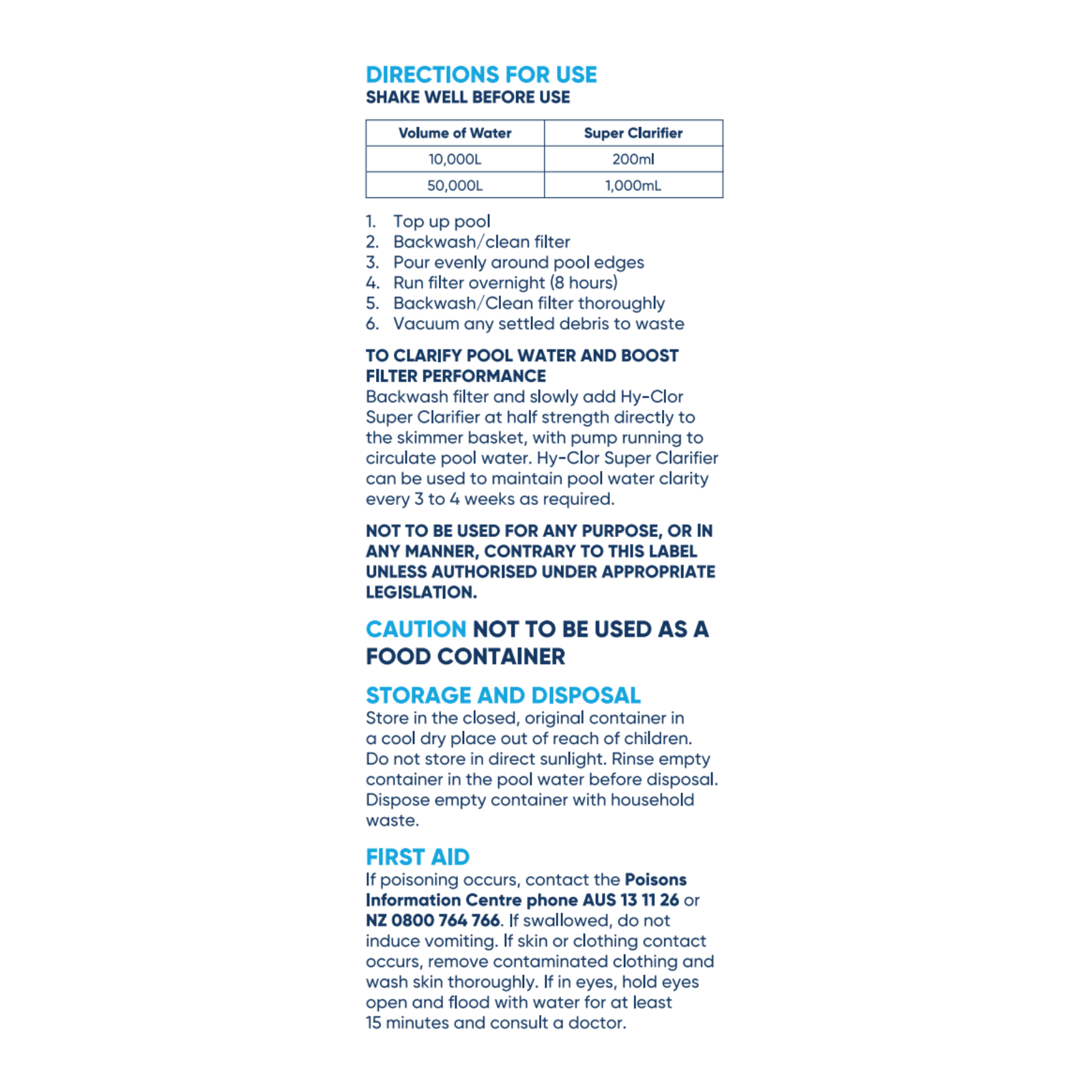 Hy-Clor CloudOut Super Clarifier 1L High-Strength Poly Aluminium Chloride