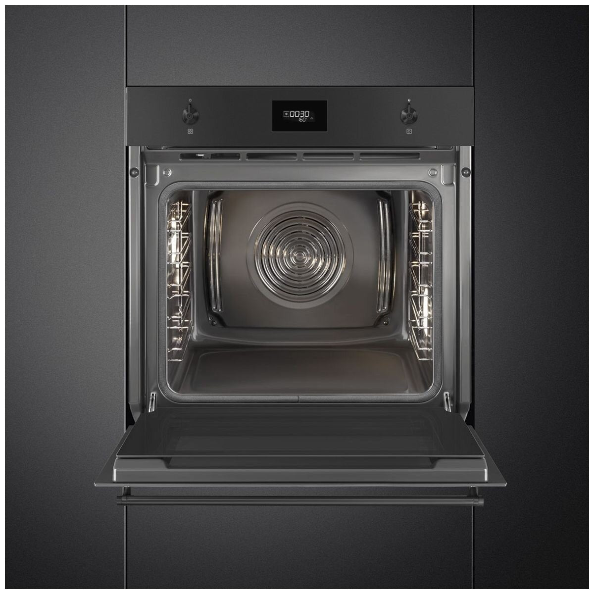 Smeg 60cm Classic Pyrolytic Built-In Oven - 78L Gross, Matte Black, Ten Functions - SOPA6301TN
