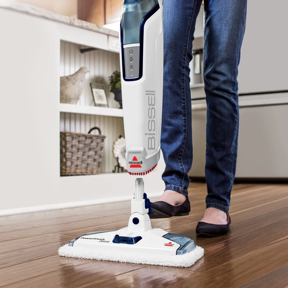 Bissell PowerFresh Deluxe Steam Mop - SpotBoost Brush - High and Low Steam Settings - White - 1979F