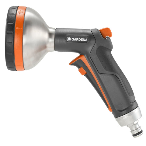GARDENA 13mm Premium Multi Sprayer - Stainless Steel, Five Spray Patterns, Trigger Lock, 1200kPa