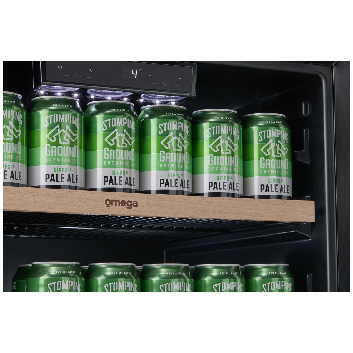 Omega 140 Can Single Zone Beverage Centre - Black Triple Glazed UV Door, Zero Clearance Hinge - OCB140SB