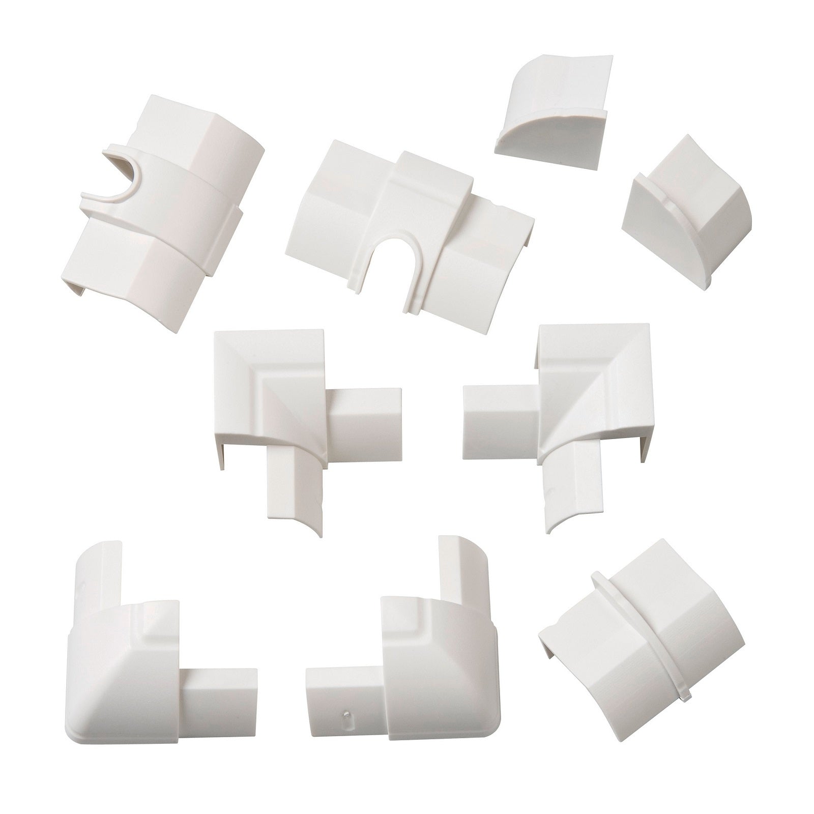D-Line 22 x 22mm White Smooth Fit ABS Cable Cover Accessories 9 Piece EU/RETAP22QSW