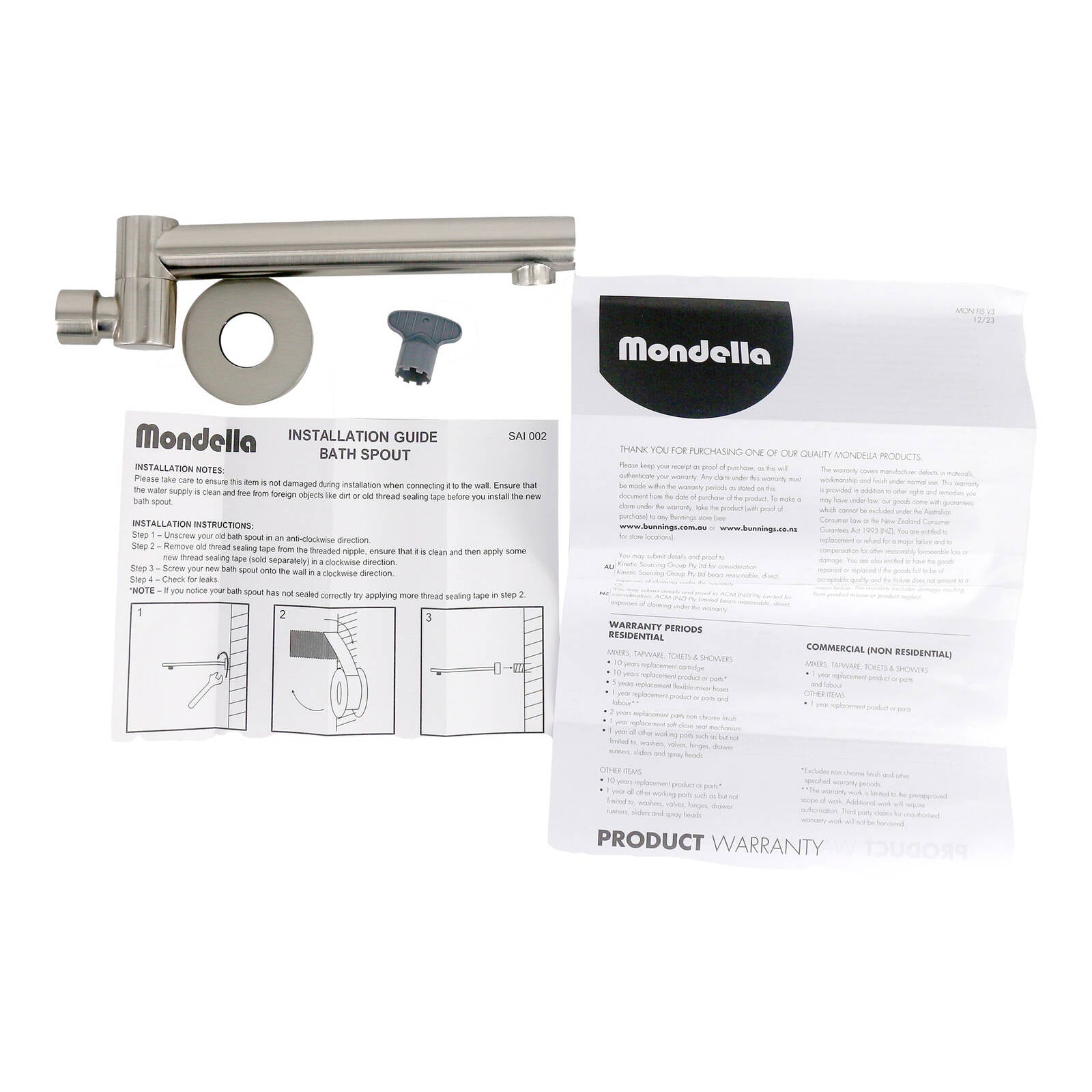 Mondella Resonance Brushed Nickel Swivel Bath Spout, Brass