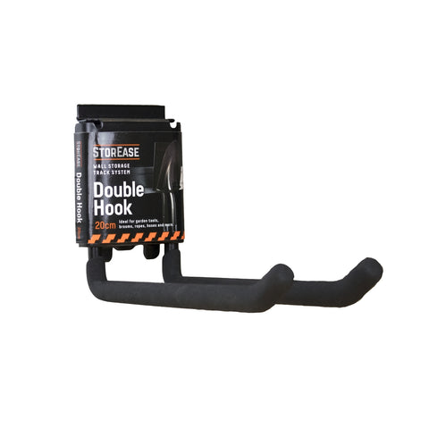 StorEase Double Hook 20cm Powder-Coated Steel Wall Track Storage Hook 22kg