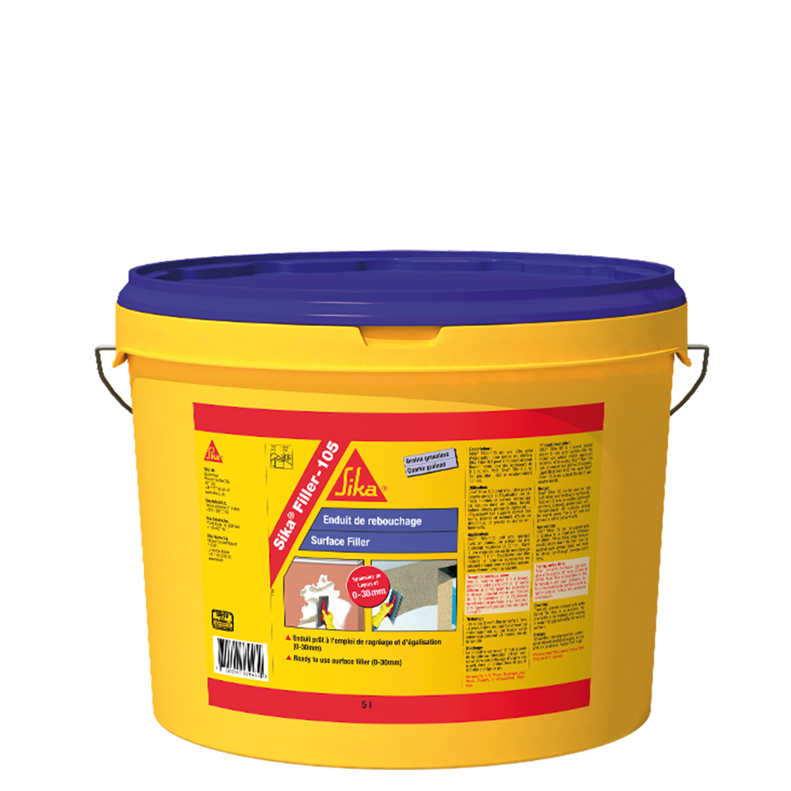 Sika Filler-105 Coarse Surface Filler 5L Light Grey Ready to Use Paintable Sandable
