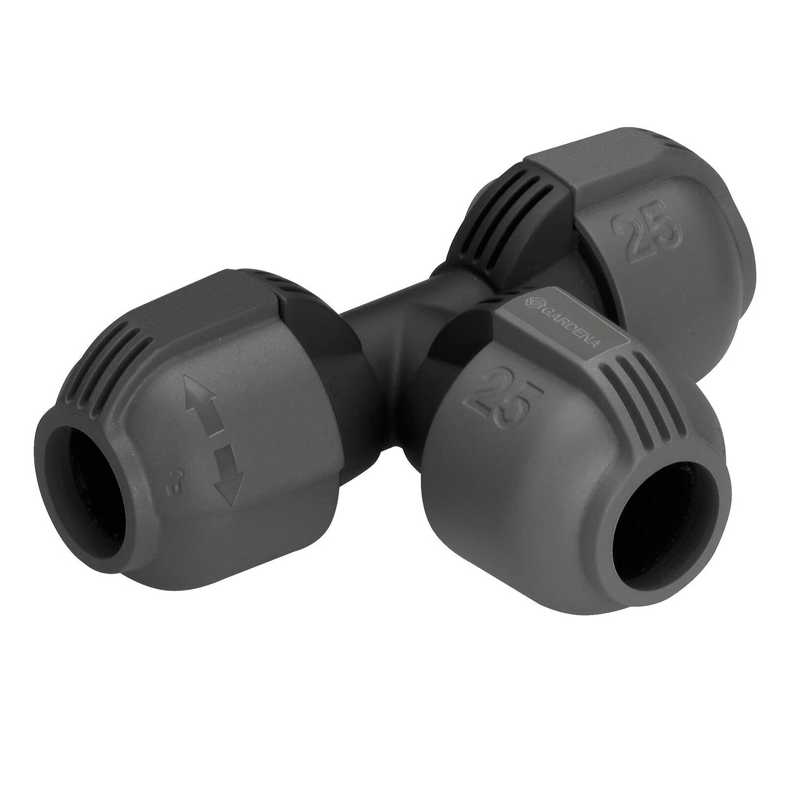 GARDENA 25mm Pipeline T-Piece in Black/Dark Grey High-Impact Plastic