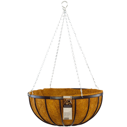 Brunnings 45cm Black Georgian Hanging Basket with Coir Liner Included