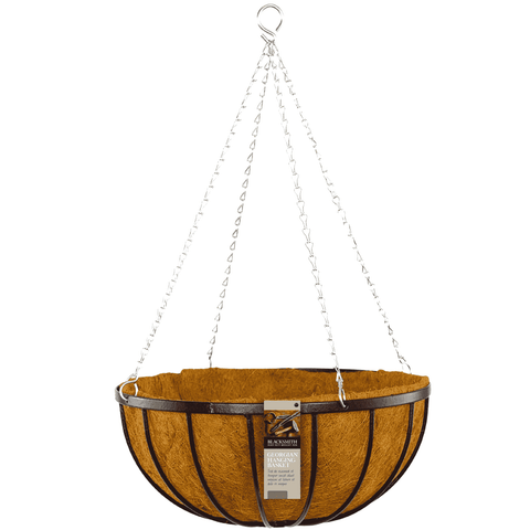 Brunnings 45cm Black Georgian Hanging Basket with Coir Liner Included