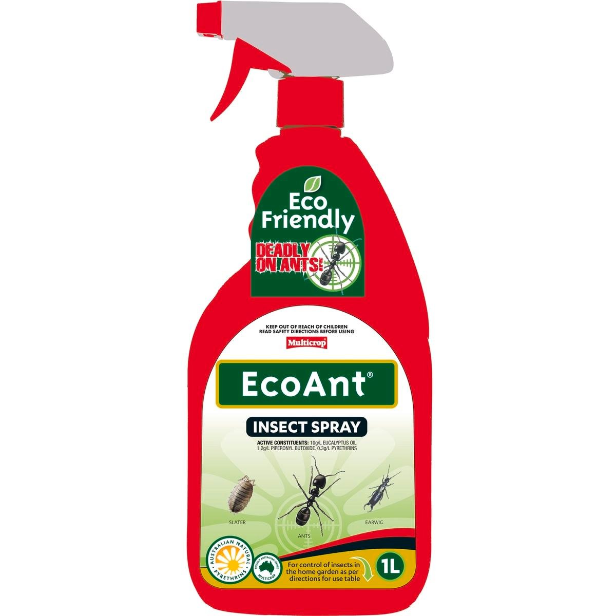 Multicrop Ecoant Insect Spray - 1l - Plastic Bottle - Natural Eucalyptus - SuperSaverAU - view 1