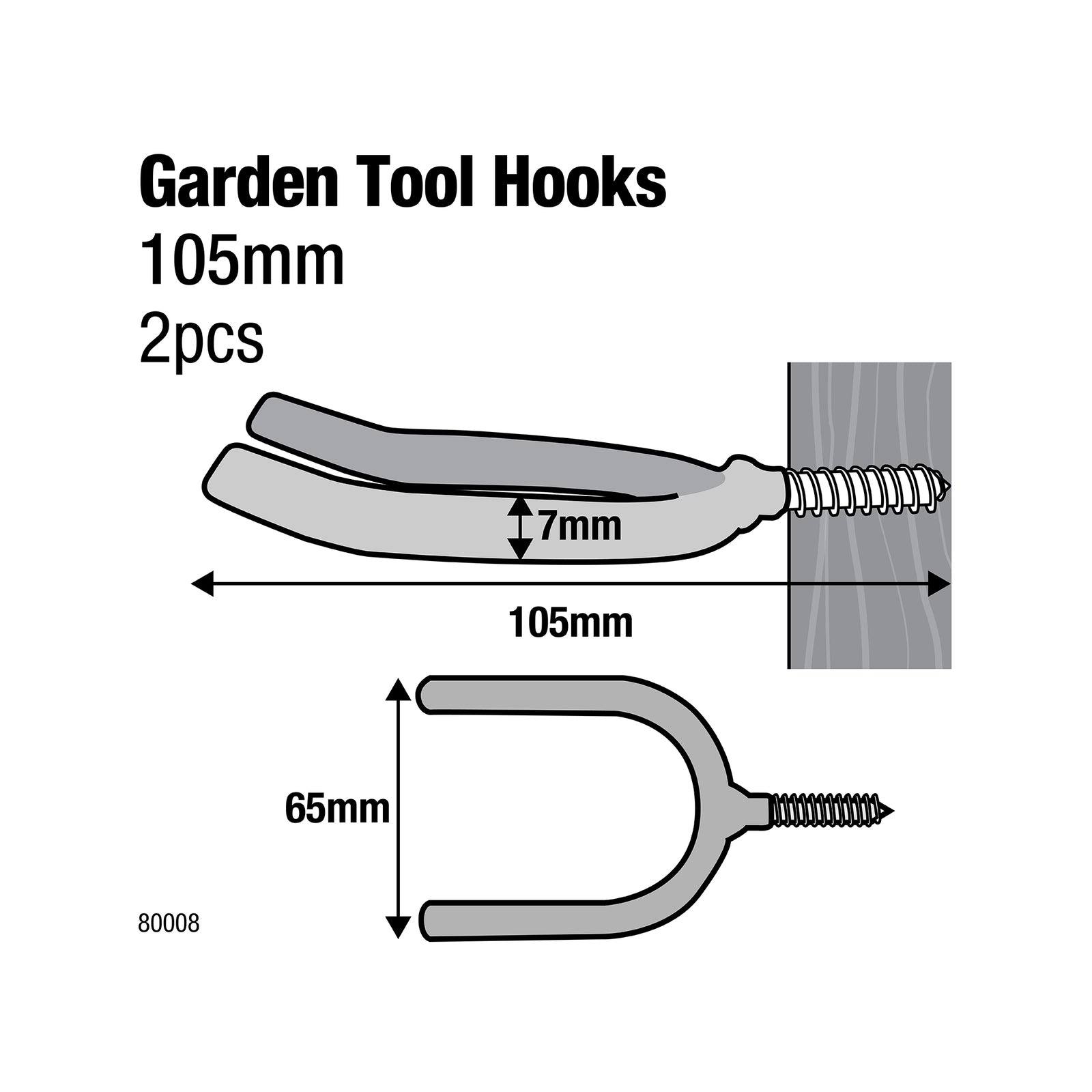 Everhang Garden Tool Storage Hooks PVC-Coated Steel Grey 2 Pack