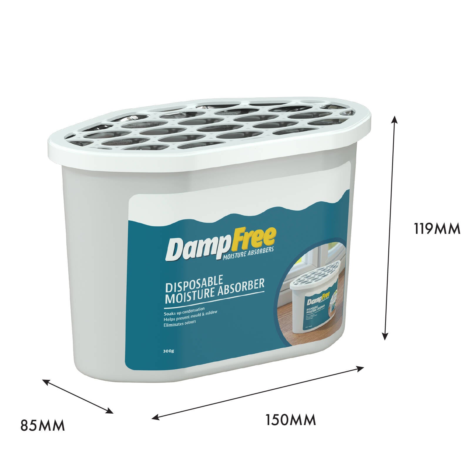 DampFree White 300g Calcium Chloride Disposable Moisture Absorbers 2 Pack