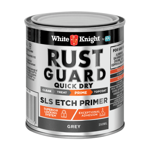 White Knight Rust Guard 250ml Grey Quick Dry SLS Etch Primer Paint for Metal