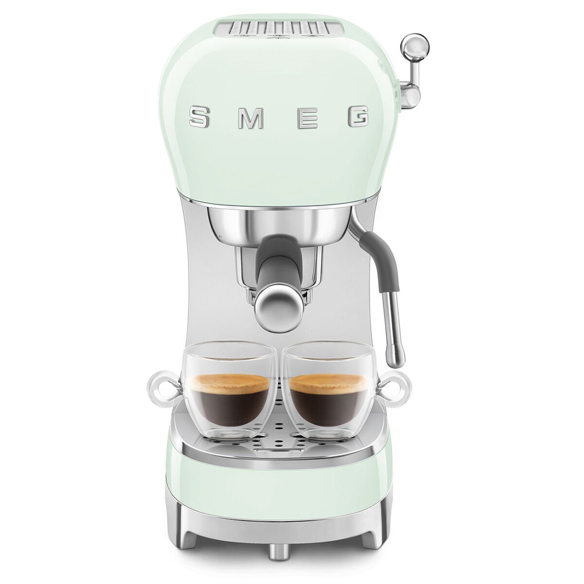 Smeg 50s Style Espresso Coffee Machine - 15 Bar, ThermoBlock, Steam Wand, Pastel Green - ECF02PGAU