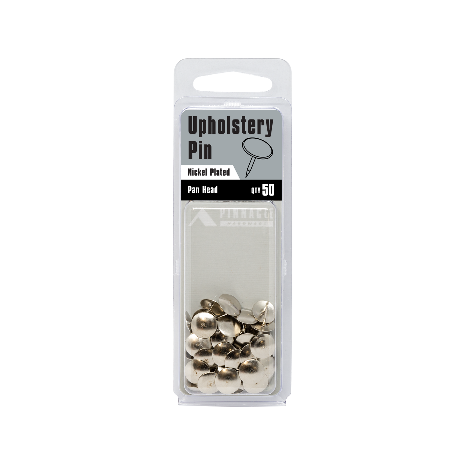 Pinnacle Nickel Plated Pan Head Upholstery Nails - 50 Pack