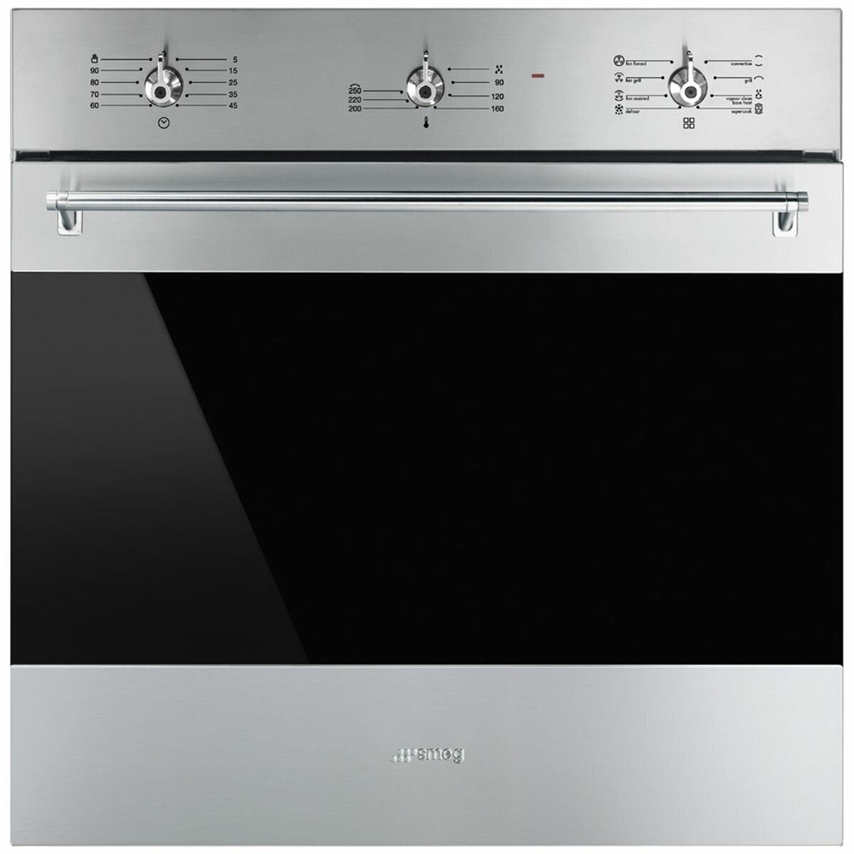 Smeg 60cm Classic Thermoseal built-in oven - 79L, stainless steel, black glass, Vapour Clean - SFA63M3TVX