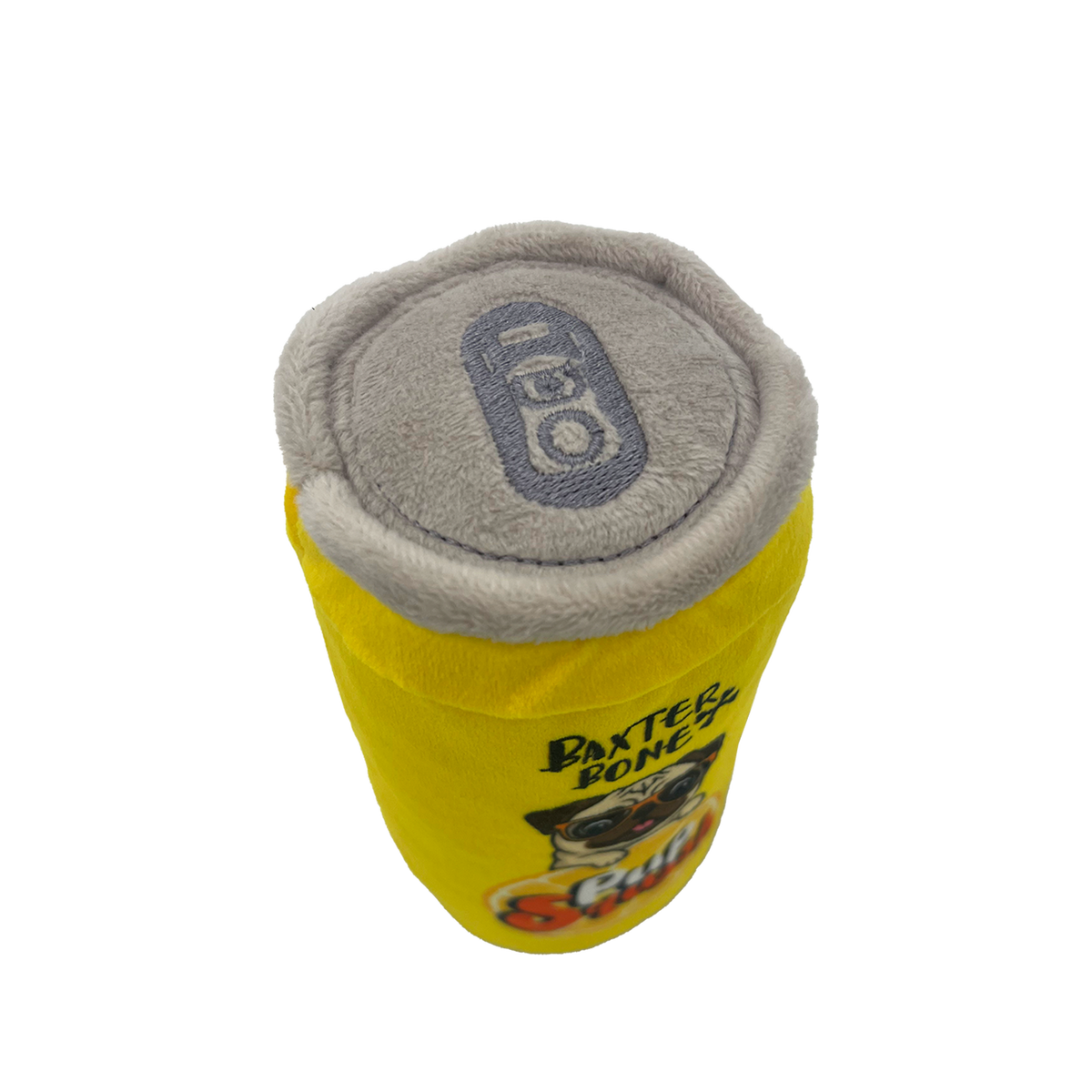 Baxter Bone Pup Squash Soda Can Pet Toy - Plush - 60mm x 140mm - Squeaker - SuperSaverAU - view 2