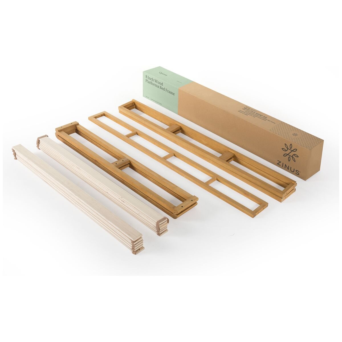 Zinus queen wooden pallet bed frame - solid pine wood, low profile, wooden slats - AU-WDBF-8Q