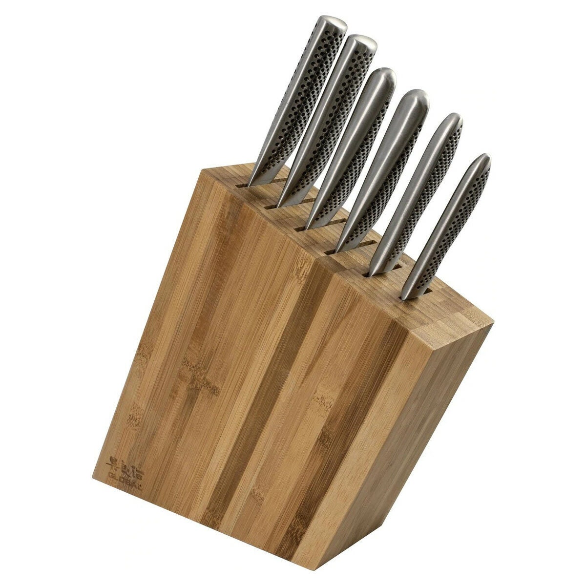 Global Kyoto 7 piece knife block set - Bamboo, CROMOVA 18 stainless steel blades, Made in Japan - 79653