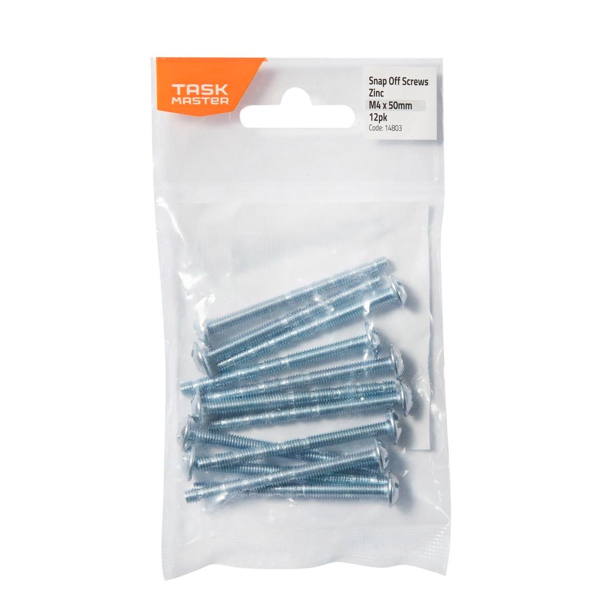Taskmaster M4x 50mm Zinc Snap Off Screw 12 Pack - Adjustable Lengths - SuperSaverAU - view 1