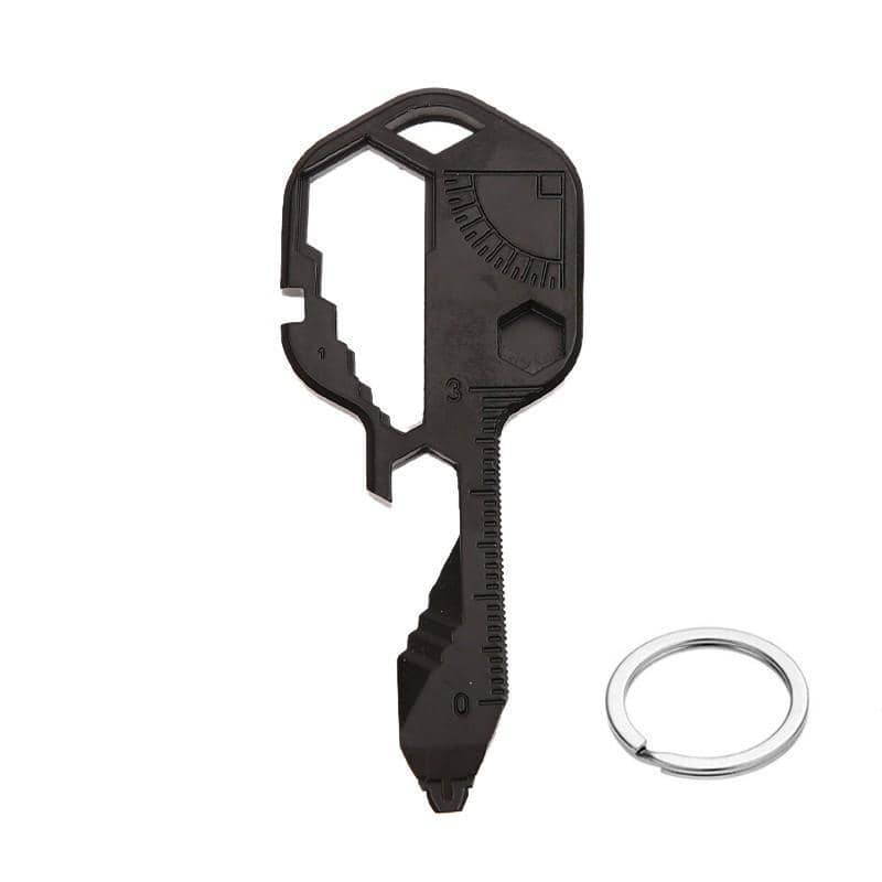 24-In-1 Key Shaped Multi-Tool with Bottle Opener and Ruler - Black