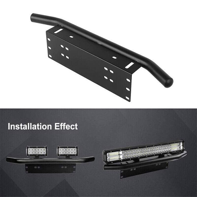 24 Inch (61 cm) Bull Bar Front Number Plate Mount Bracket with LED Light Holder, Black - view 3