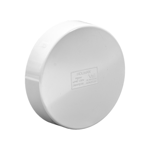 Holman 100mm PVC DWV Push-On Cap, Underground Rated, Grey