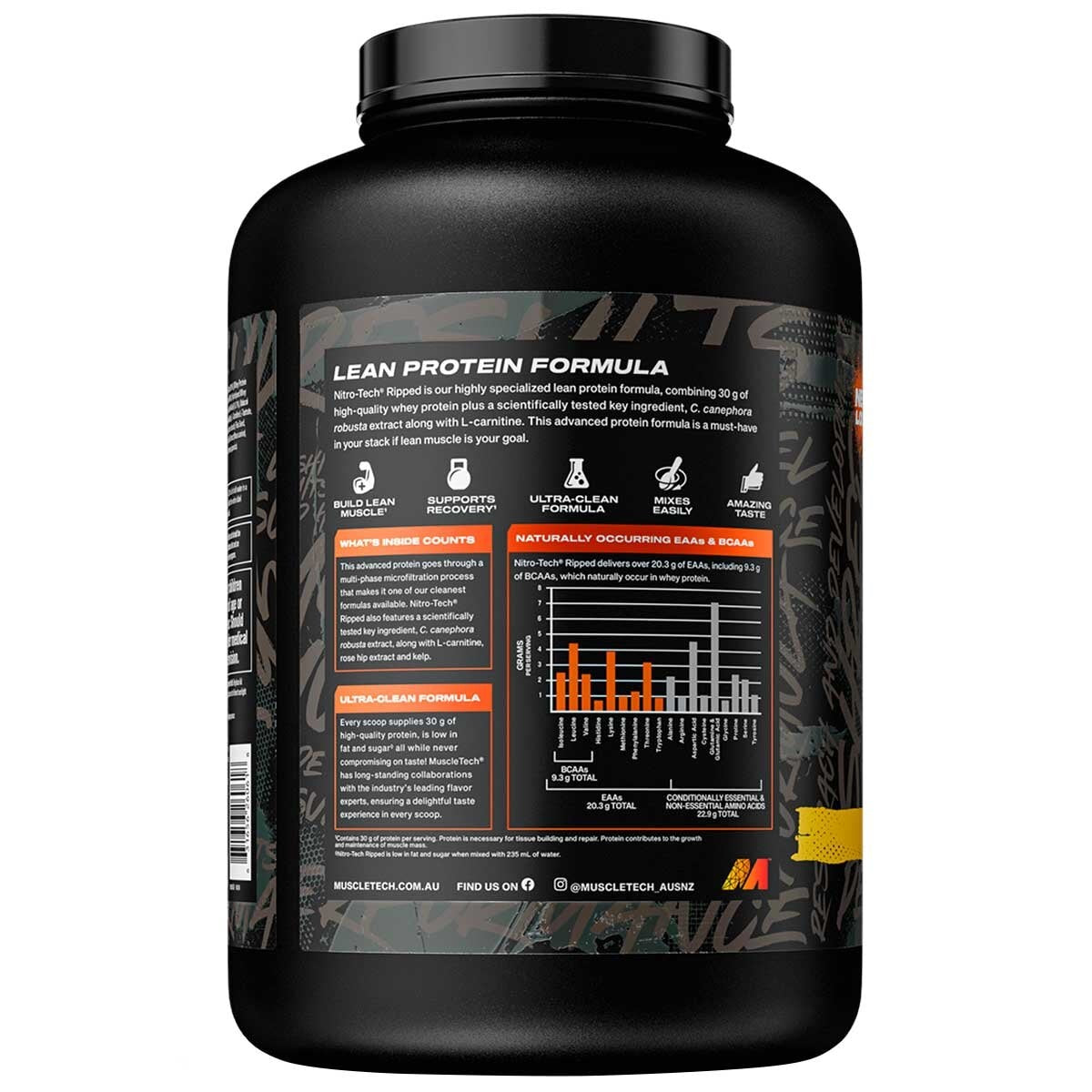 MuscleTech Nitro Tech Ripped Whey Protein Milk Chocolate 2.72kg - SuperSaverAU - view 2